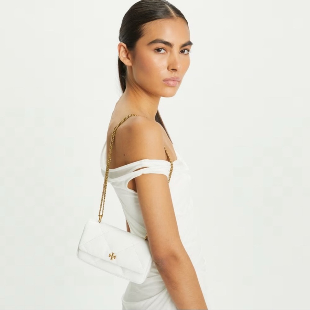 Tory Burch White Mini Bag with Gold Chain